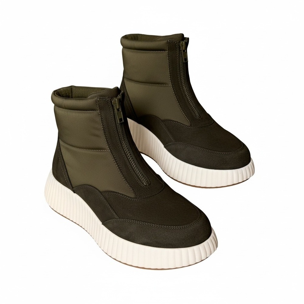 White Mountain Downtown Women Army‎ Green Platform Zip High Top Boots 9.5 W36157